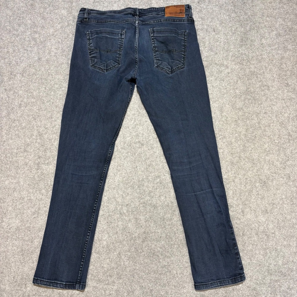 Mufti Jeans Denim Dept Mens 36 Dark Wash Slim Fit Stretch Indigo Blue Trousers